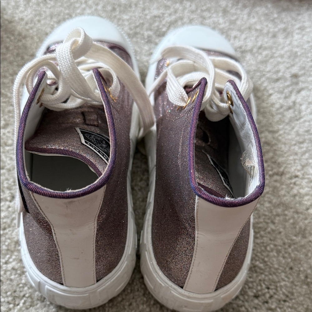 AUTHENTIC Versace Shimmering Purple High-Top Sneakers - Picture 3 of 6